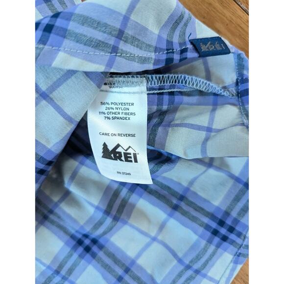 REI Womens Button Up Shirt Dri-Fit Small Purple Plaid Outdoor Activewear Shirt - Picture 4 of 5